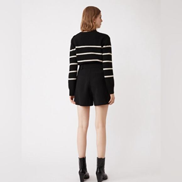 Suncoo Paris Benny High Waisted Belted Shorts - Black Size XSmall (T0) NEW - Picture 4 of 12